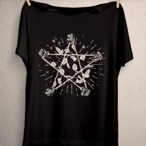 Rose pentacle pentagram t-shirt