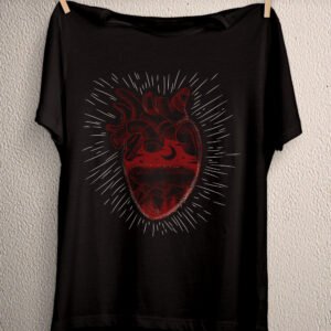 Crystal human heart t-shirt