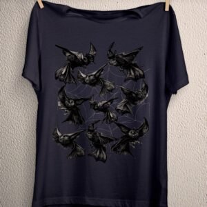 Creepy goth bat spider web shirt