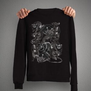 Unisex Black Death hoodie featuring a hand-painted, artistic rodent design with gothic elements, ideal for spooky animal top lovers and available in plus sizes.