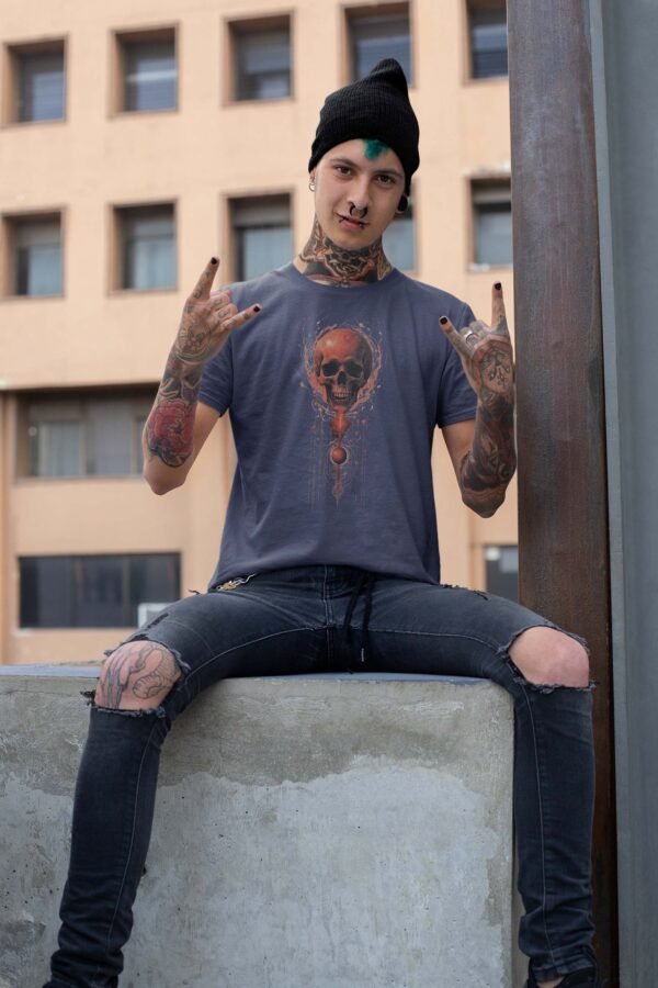 a man sitting on top of a cement block