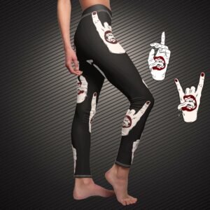 Gothic Hand Gestures Leggings with Focused Fingers and Bright Red Lips Plus Size Rock Tights  Creepy Cute Goth Aesthetic Clothing