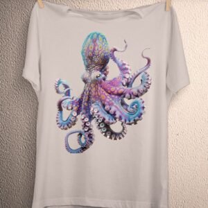 Octopus Celestial Tshirt Dark Mystic Creature T-Shirt Mollusk Squid Tee for Ocean Sealife Lover Gothic Horror Magic Fashion Plus Size Goth