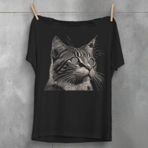 Psychedelic Trippy Cat T-Shirt Plus Size Goth Creepy Cute Design Pagan Witchy Shirt Ethereal Mystical Fantasy Portrait Witchcraft Clothing