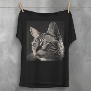 Hypnotic Psychedelic Trippy Cat T-Shirt Gothic Alternative Ethereal Witchy Plus Size Goth Celestial Fantasy Mystical Creepy Cute Noir Pagan