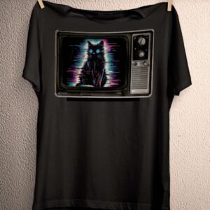 Psychedelic Cat On TV T-Shirt