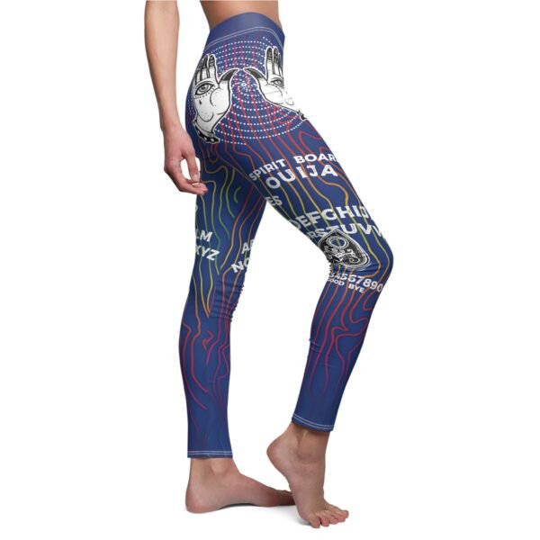 a person wearing leggings with a design on it