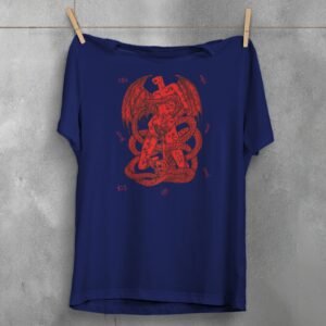 devil crimson serpent embrace occult pagan gothic t-shirt design, variation 5