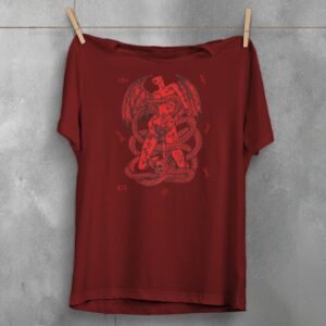 devil crimson serpent embrace occult pagan gothic t-shirt design, variation 7