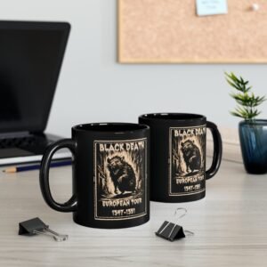 black death shadow whispers tale morbid plague history mug design, variation 4