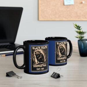 black death shadow whispers tale morbid plague history mug design, variation 5