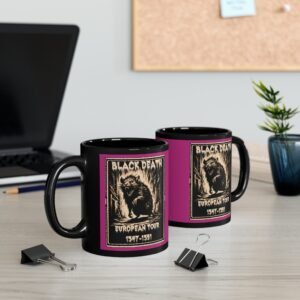 black death shadow whispers tale morbid plague history mug design, variation 6