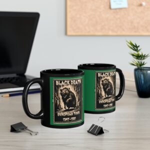 black death shadow whispers tale morbid plague history mug design, variation 8