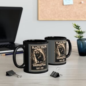 black death shadow whispers tale morbid plague history mug design, variation 9