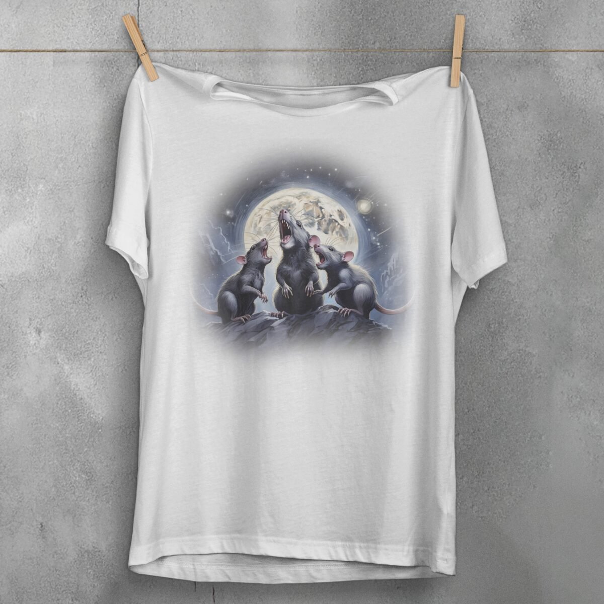 rat chorus moonlight ethereal night sky cute t-shirt design, variation 2