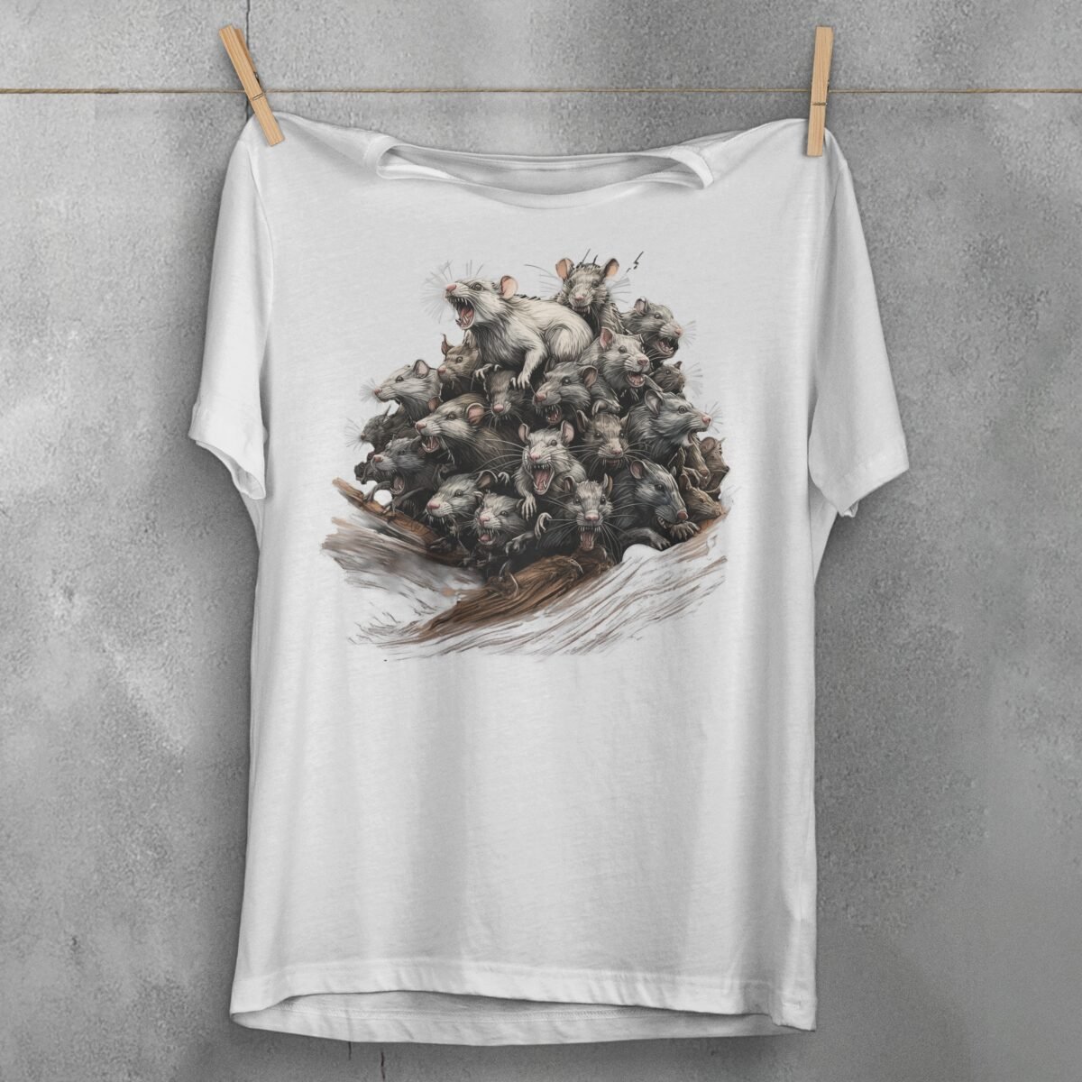 unsettling rat king colony pile dark fantasy aesthetic t-shirt design, variation 2