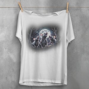 enchanting moonlit rat trio serenade underneath moonlight t-shirt design, variation 2