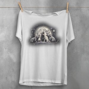 three night rats howl moonlit stars serene darkness t-shirt design, variation 2