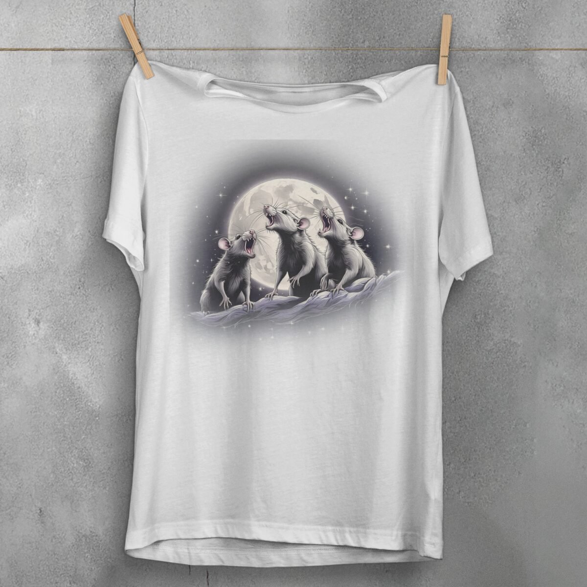 rat moon song nocturnal serenade soul t-shirt design, variation 2