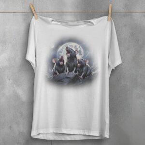 three moon howling rats starlight creepy cute t-shirt design, variation 2