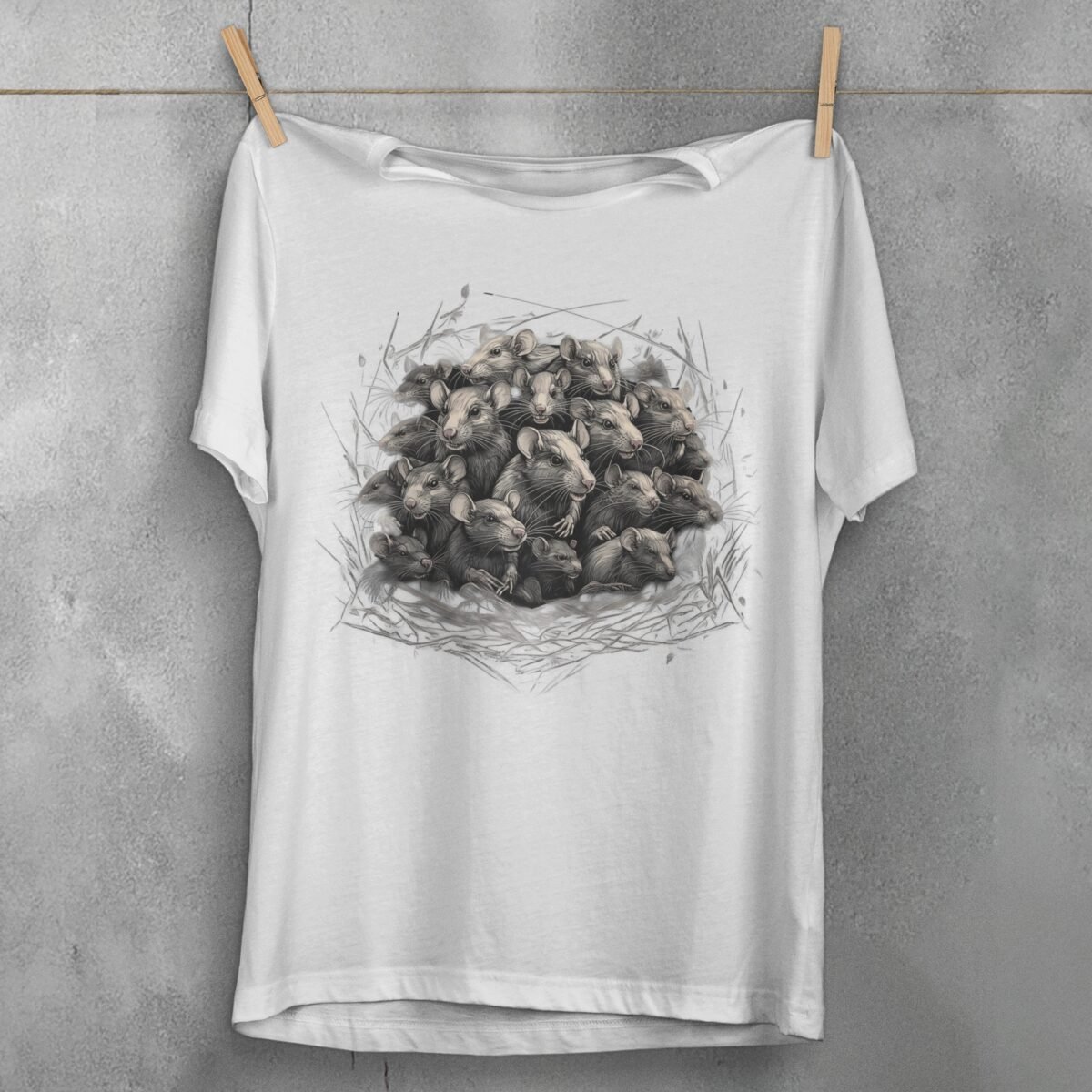 whispers shadows rat king joker style art t-shirt design, variation 2