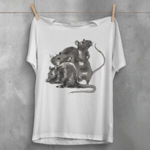 three wise rats silent shadows cute art t-shirt design, variation 2