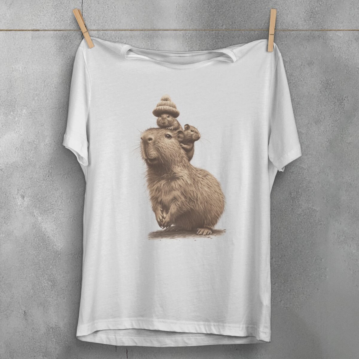 enchanting journey tiny hats cute rat t-shirt design, variation 2