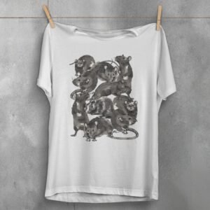rat family gathering darkly humorous whimsical pastel art t-shirt design, variation 2