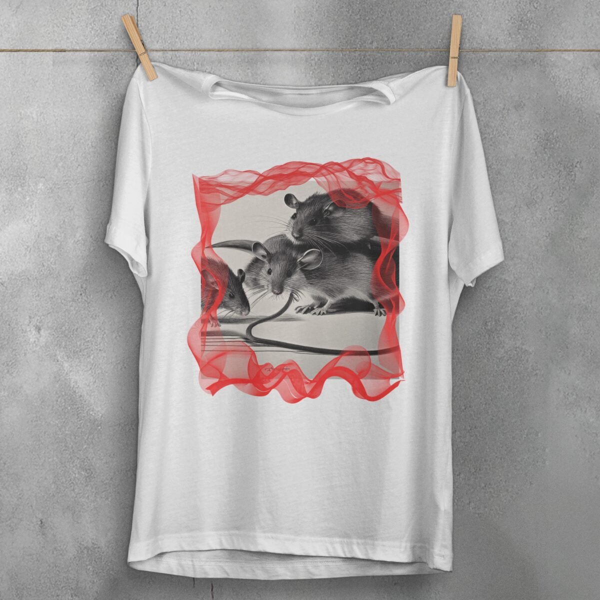 three shadowed rats together pale grey shirt design, variation 2