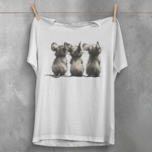 three little rats facing away creepy cute illustration t-shirt design, variation 2