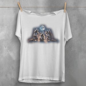 raccoons moon animals sacred night cute t-shirt design design, variation 2