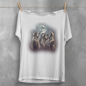raccoon moonlight serenade magic stars animal t-shirt design, variation 2