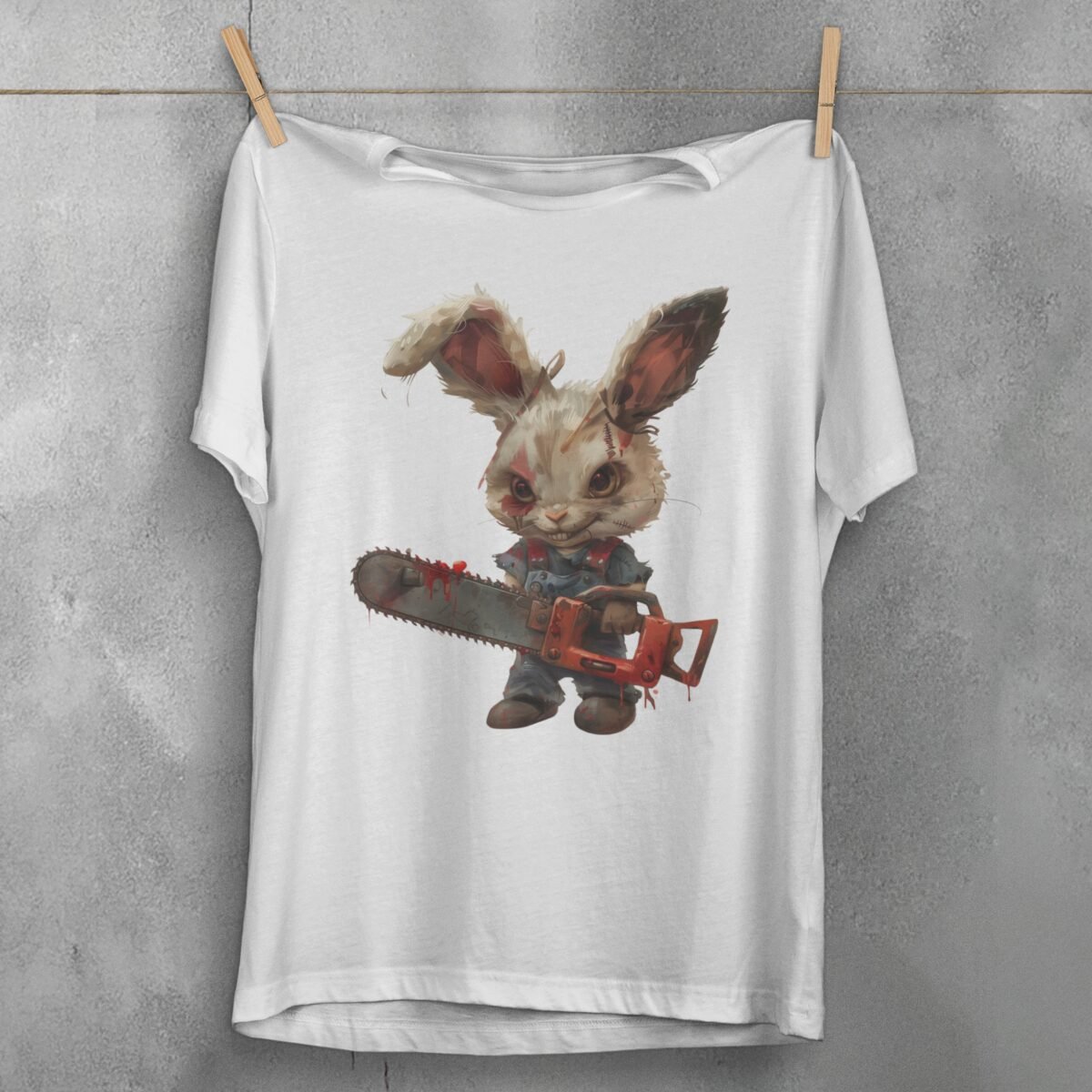 vintage horror rabbit revenge animal gothic dark t-shirt design, variation 2