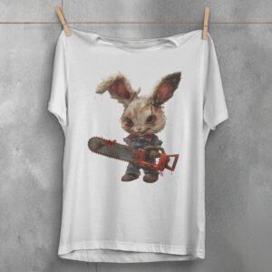 vintage horror rabbit revenge animal gothic dark t-shirt design, variation 2