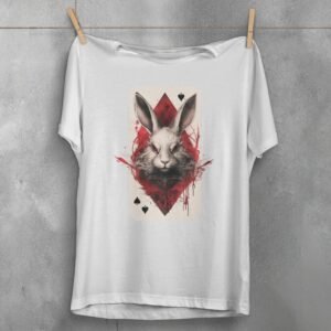 alice wonderland white rabbit card mystical gothic design t-shirt design, variation 2