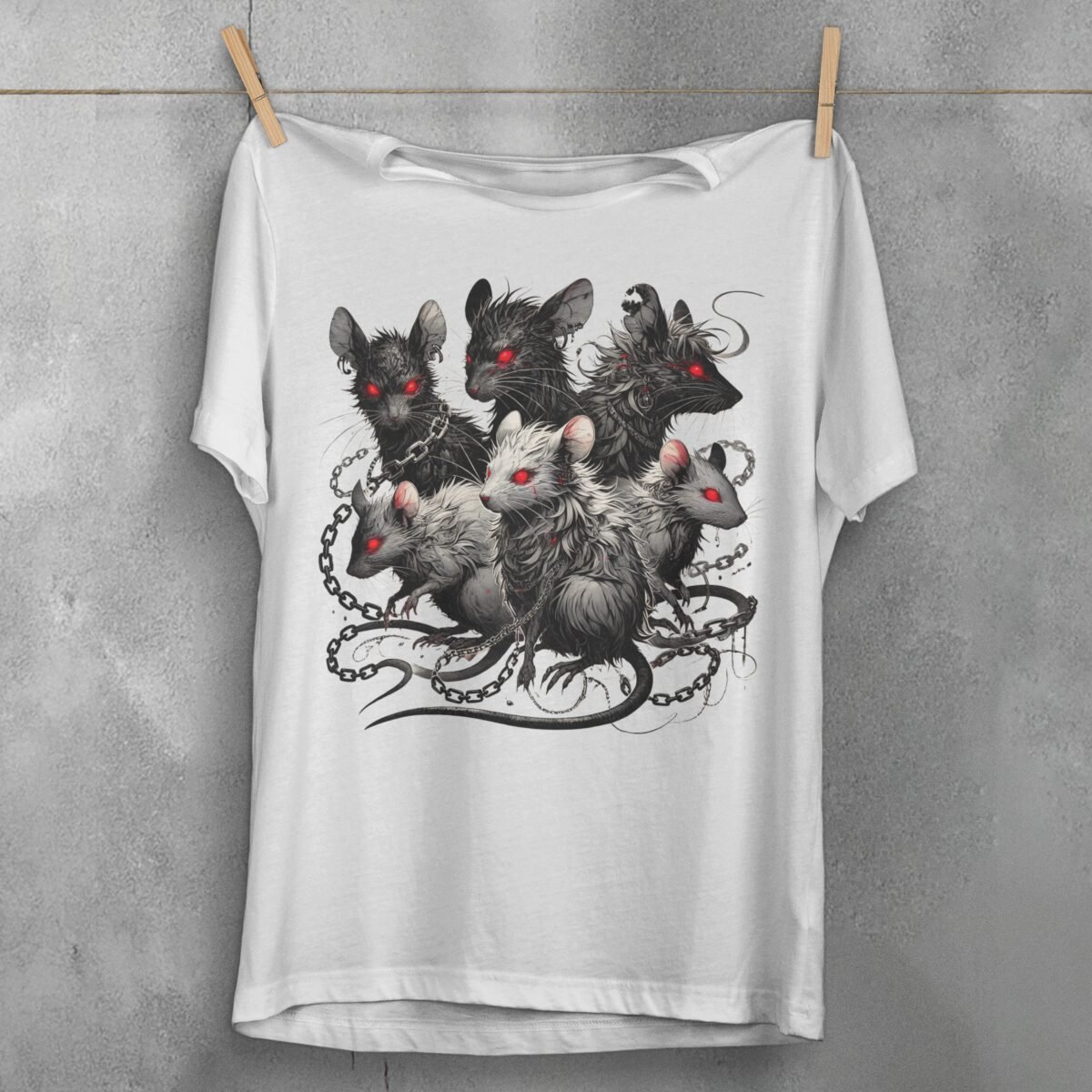 shadow coven rats chains intrigue gothic t-shirt design, variation 2