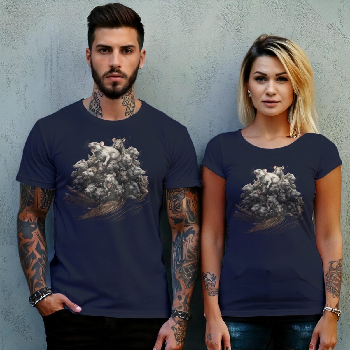 unsettling rat king colony pile dark fantasy aesthetic t-shirt design, variation 8