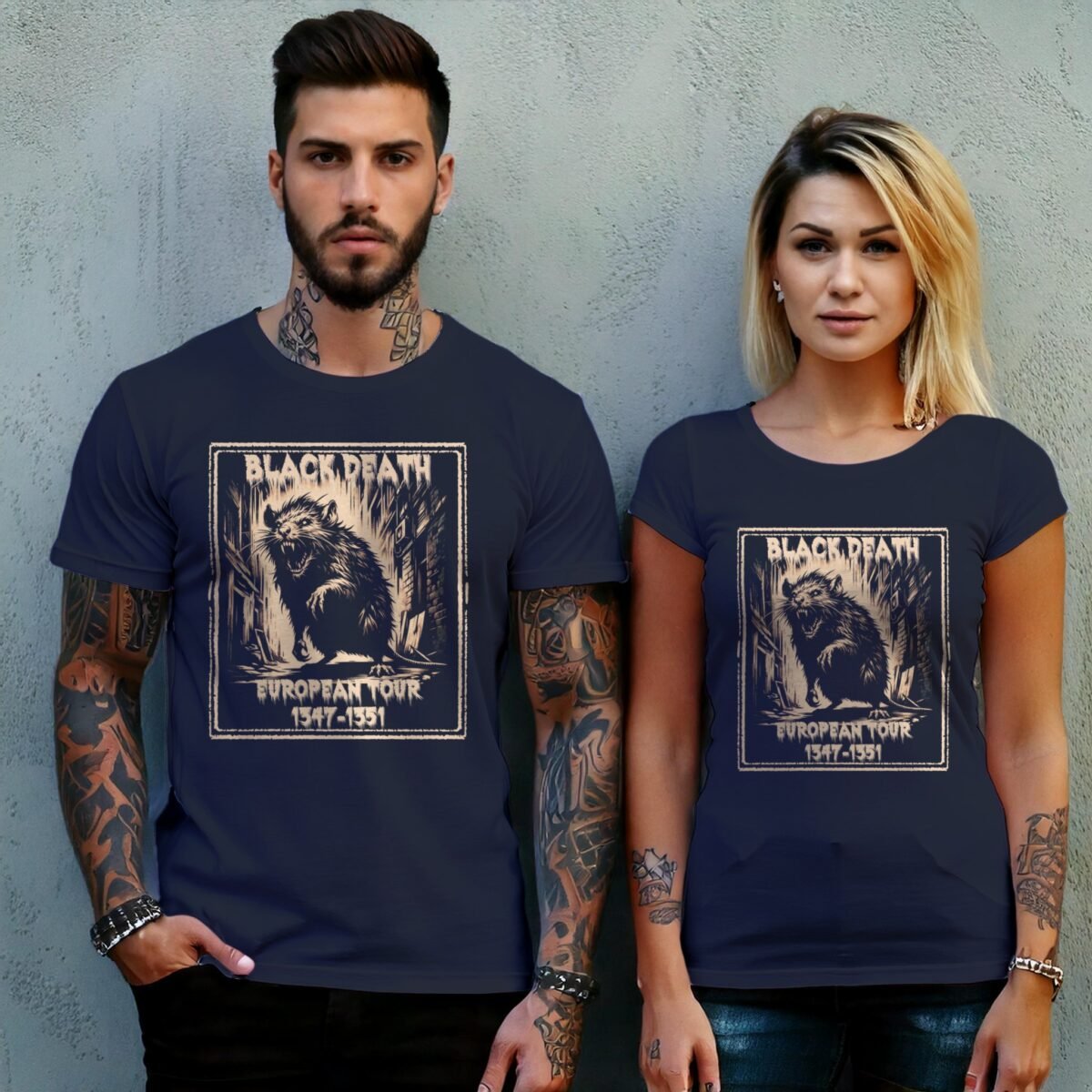 black death rat european tour medieval plague shirt design, variation 7