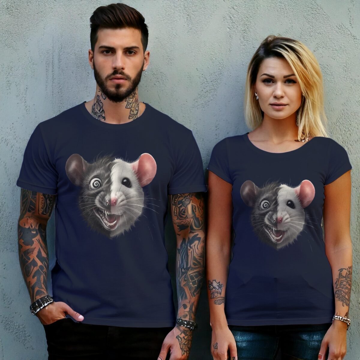 creepy cute group charming rats king weird graphic t-shirt design, variation 8