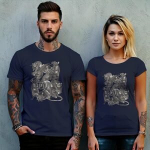 rat family gathering darkly humorous whimsical pastel art t-shirt design, variation 8