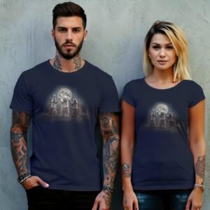 three raccoons singing moonlight animal t-shirt design, variation 8