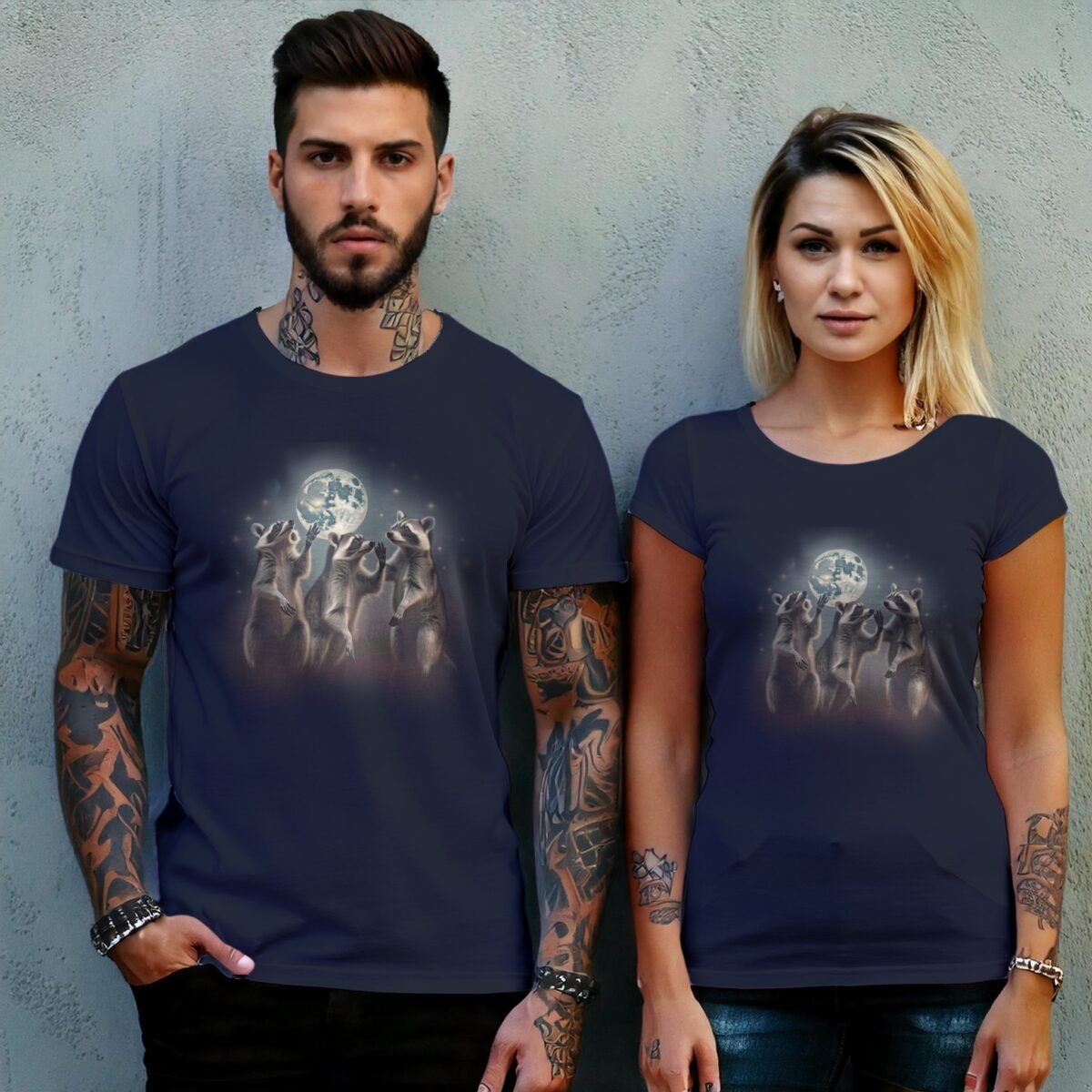 raccoon moonlight serenade magic stars animal t-shirt design, variation 8