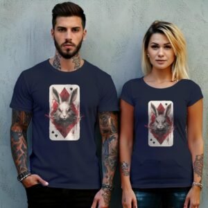 alice wonderland white rabbit card mystical gothic design t-shirt design, variation 8