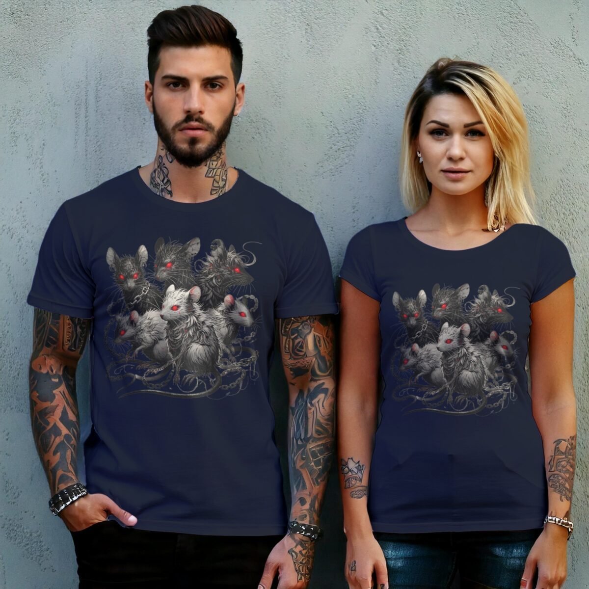 shadow coven rats chains intrigue gothic t-shirt design, variation 8