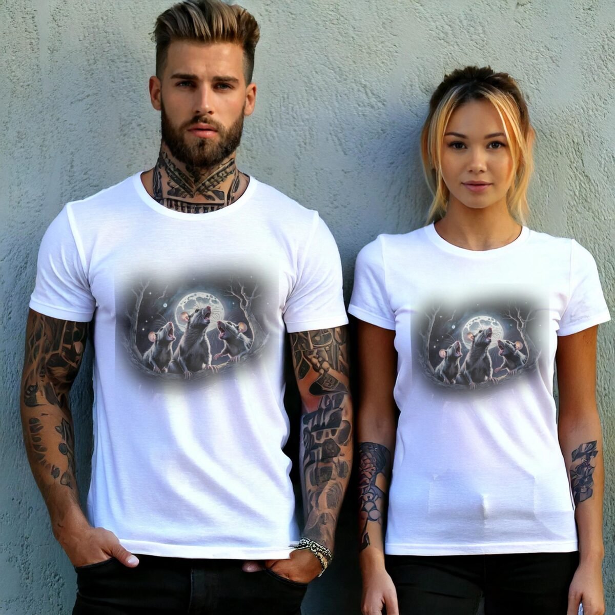enchanting moonlit rat trio serenade underneath moonlight t-shirt design, variation 9