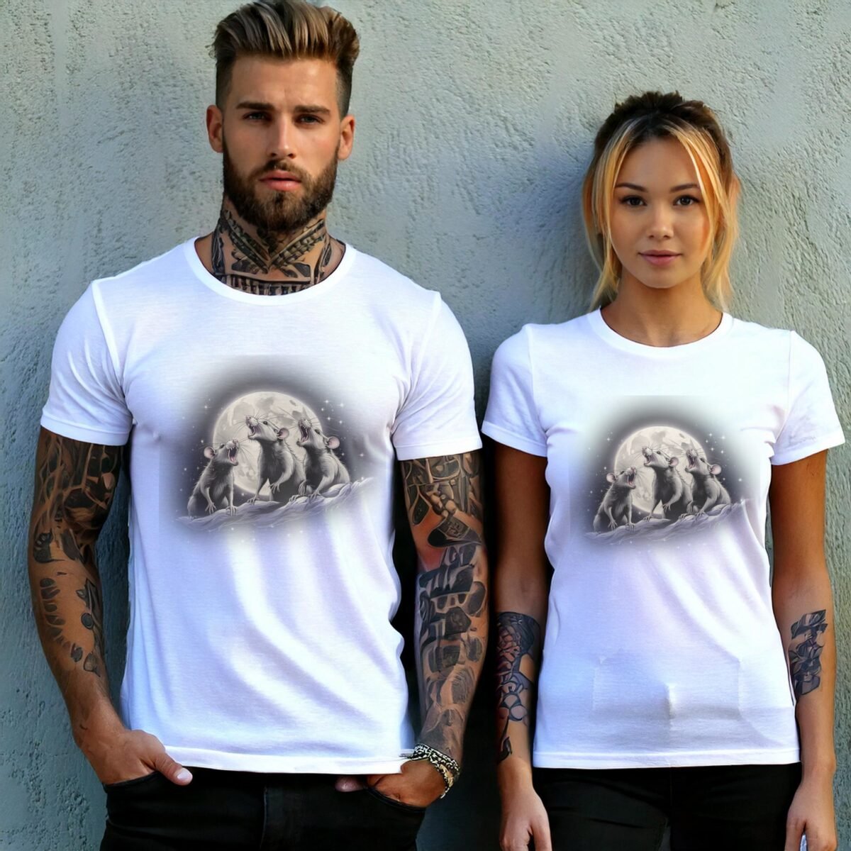 rat moon song nocturnal serenade soul t-shirt design, variation 9