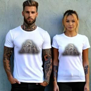 three raccoons singing moonlight animal t-shirt design, variation 9