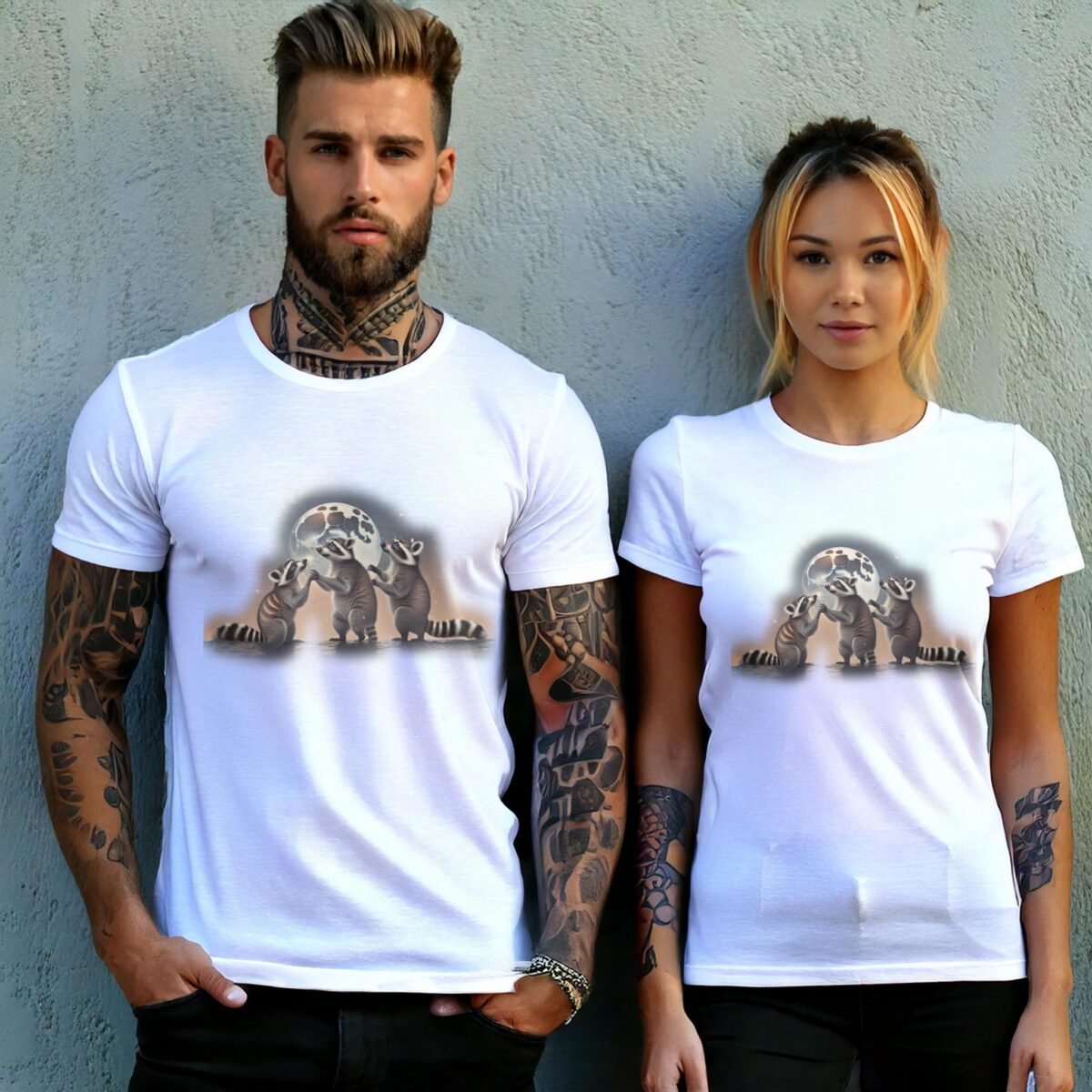 mystic raccoon moonlight animal art wiccan occult pagan t-shirt design, variation 9