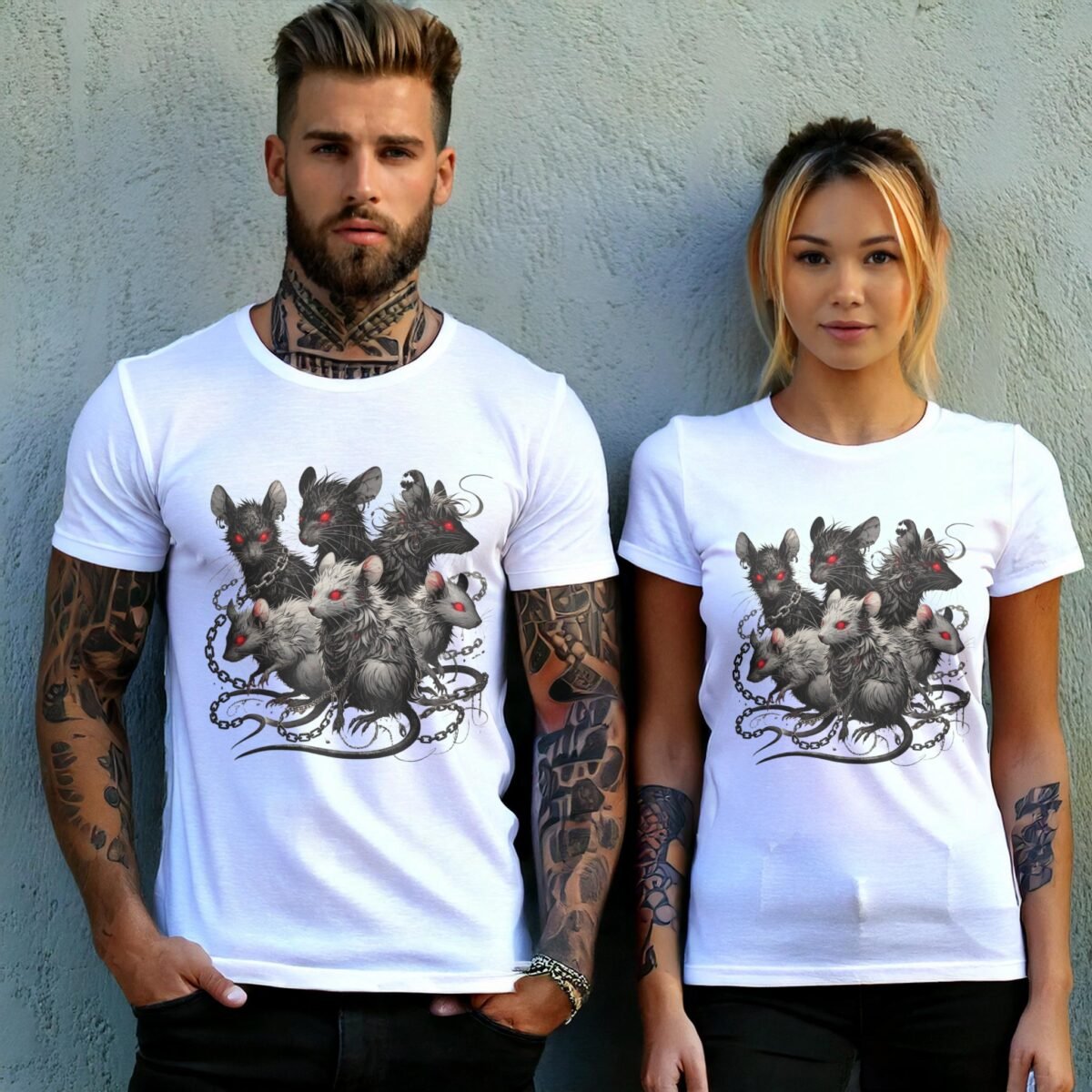 shadow coven rats chains intrigue gothic t-shirt design, variation 9