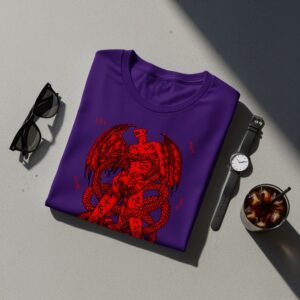 devil crimson serpent embrace occult pagan gothic t-shirt design, variation 6